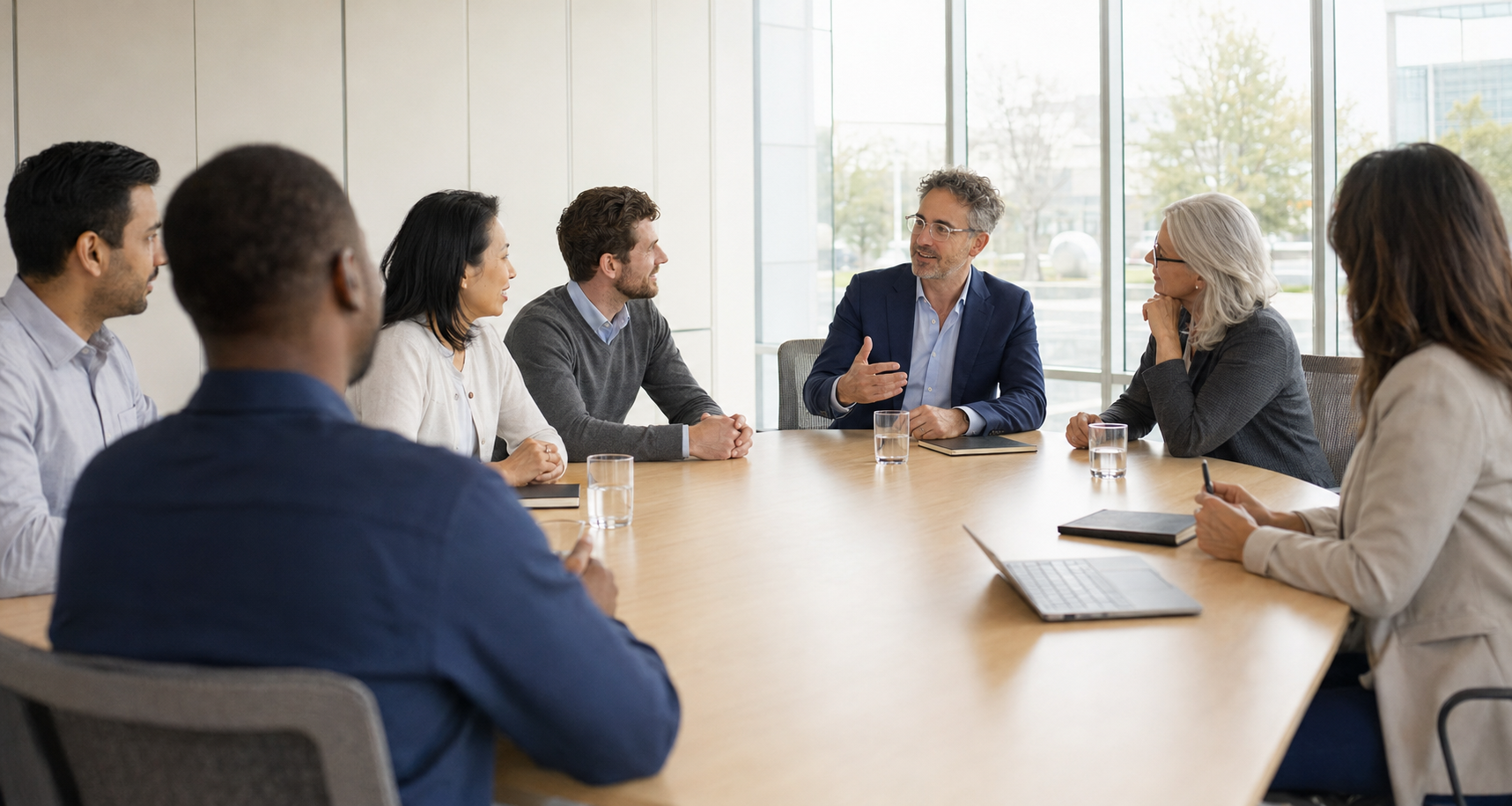 Jason Gornto leading a boardroom discussion